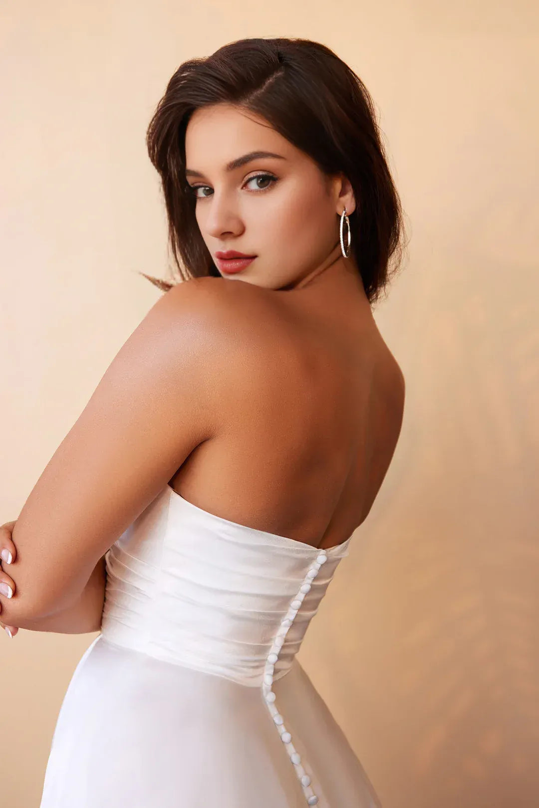 A-Line Strapless Floor-Length Wedding Dress - Yihuiw by Yihuiw