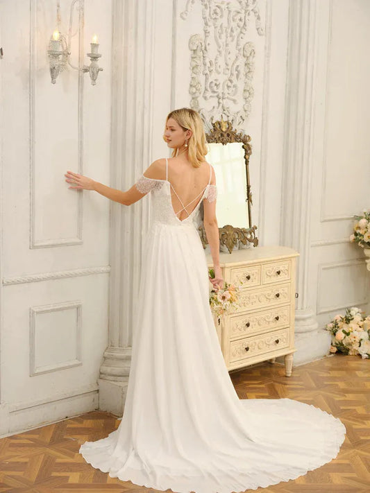 A-Line Sweetheart Floor-Length Wedding Dress - Yihuiw by Yihuiw