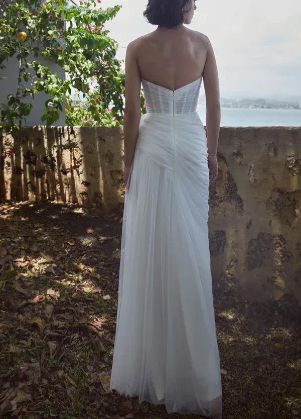 Sheath Sweetheart Floor-Length Wedding Dress - Yihuiw by Yihuiw