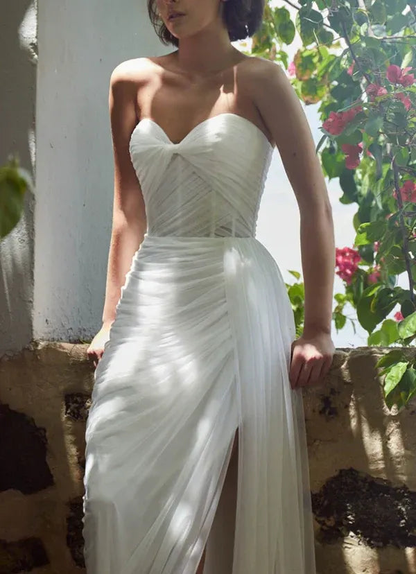 Sheath Sweetheart Floor-Length Wedding Dress - Yihuiw by Yihuiw