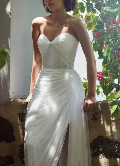 Sheath Sweetheart Floor-Length Wedding Dress - Yihuiw by Yihuiw