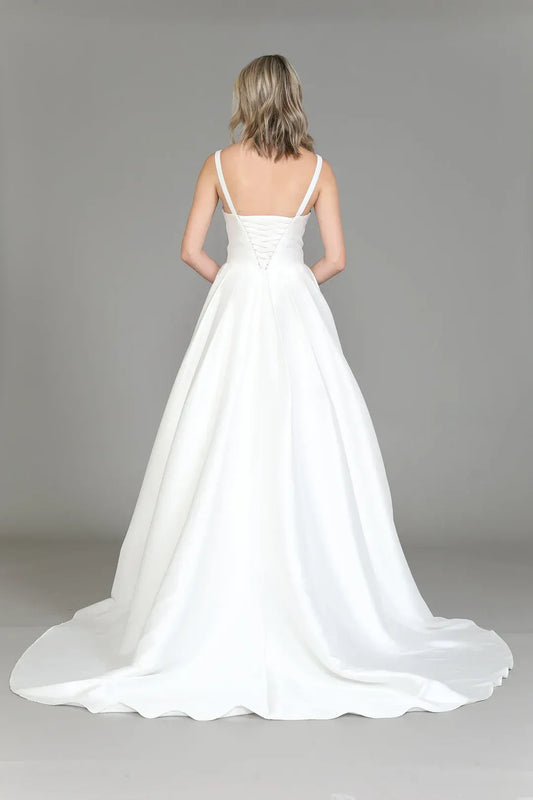 A-Line Square Neck Sleeveless Floor-Length Wedding Dress - Yihuiw by Yihuiw