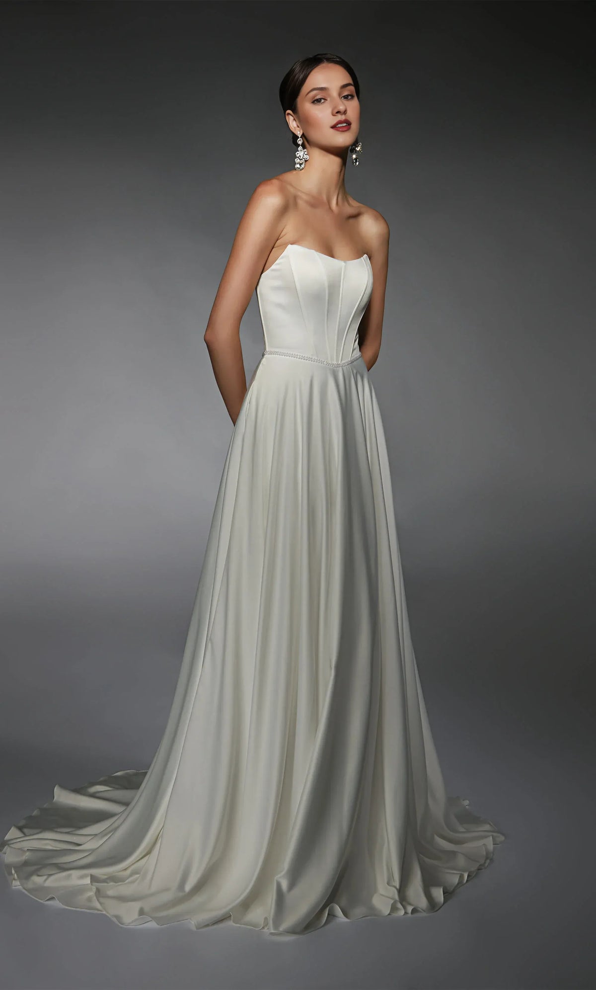 A-Line Strapless Lace-Up Back Floor-Length Wedding Dress - Yihuiw by Yihuiw