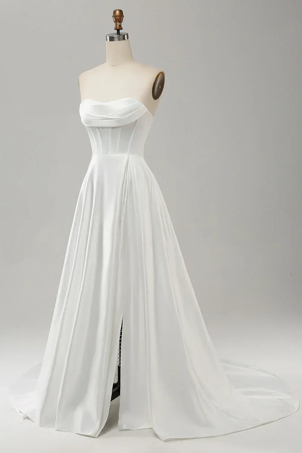 A-Line Strapless Floor-Length Wedding Dress - Yihuiw by Yihuiw