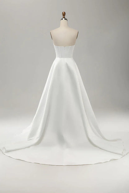 A-Line Strapless Floor-Length Wedding Dress - Yihuiw by Yihuiw