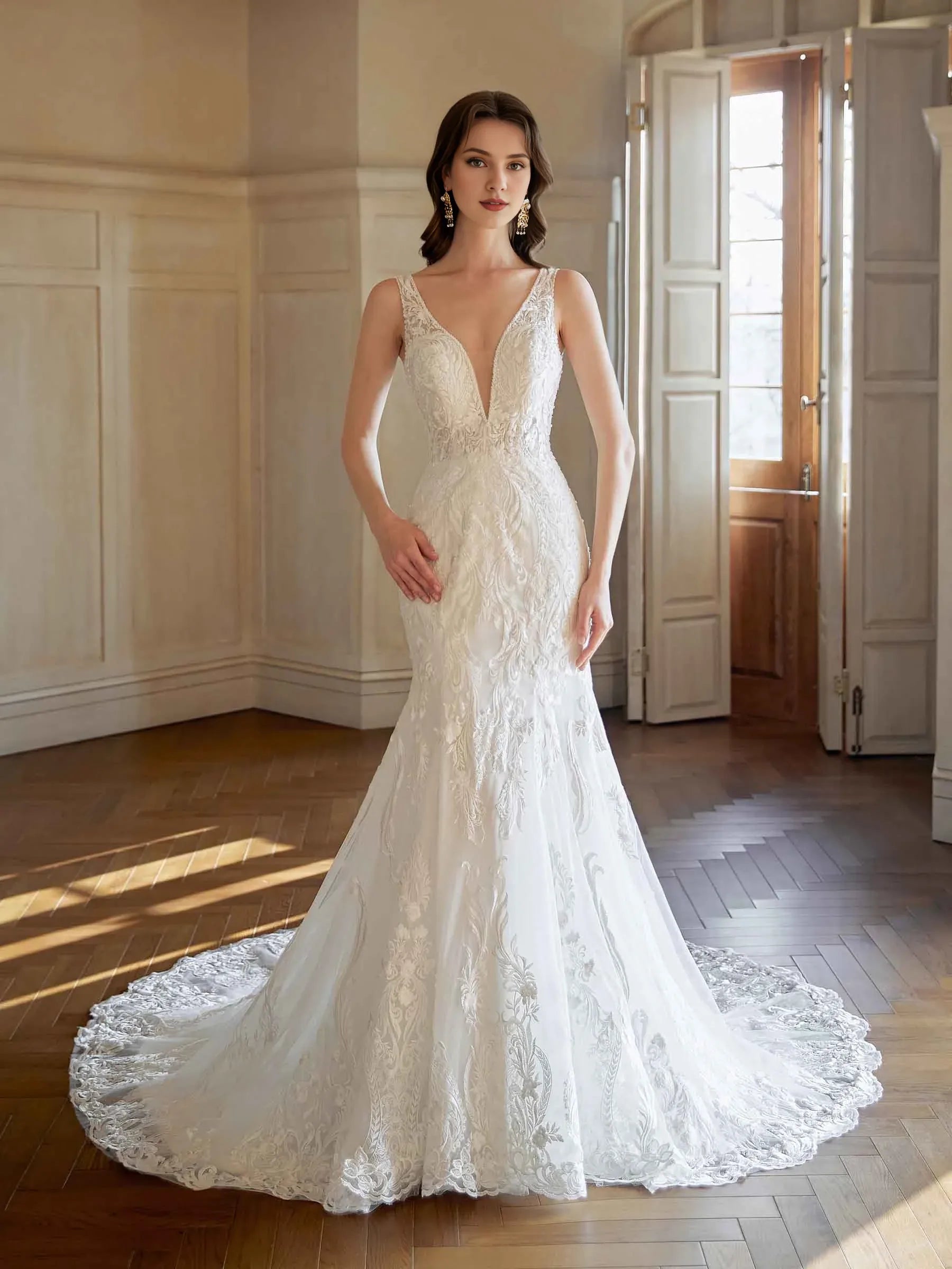 Mermaid Sleeveless Floor-Length Wedding Dress - Yihuiw by Yihuiw