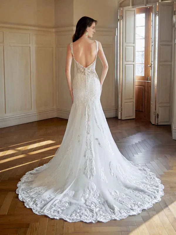 Mermaid Sleeveless Floor-Length Wedding Dress - Yihuiw by Yihuiw