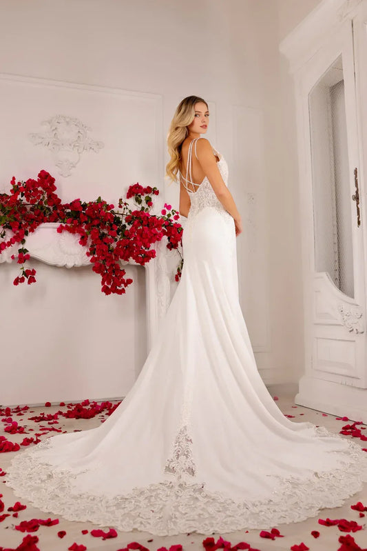 Mermaid V-Neck Floor-Length Wedding Dress - Yihuiw by Yihuiw