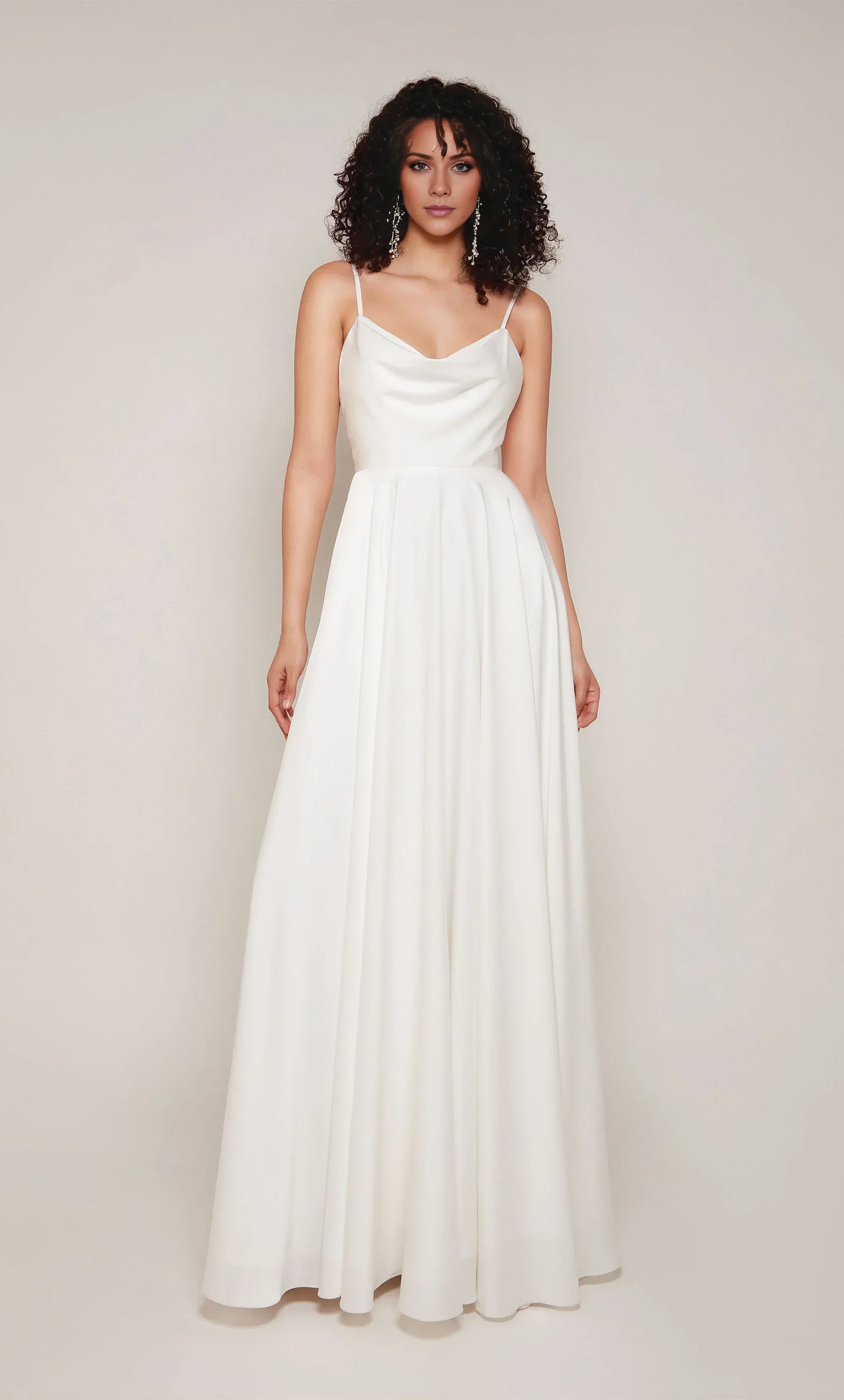 A-Line Spaghetti Strap Satin Open Back Train Wedding Dress - Yihuiw by Yihuiw