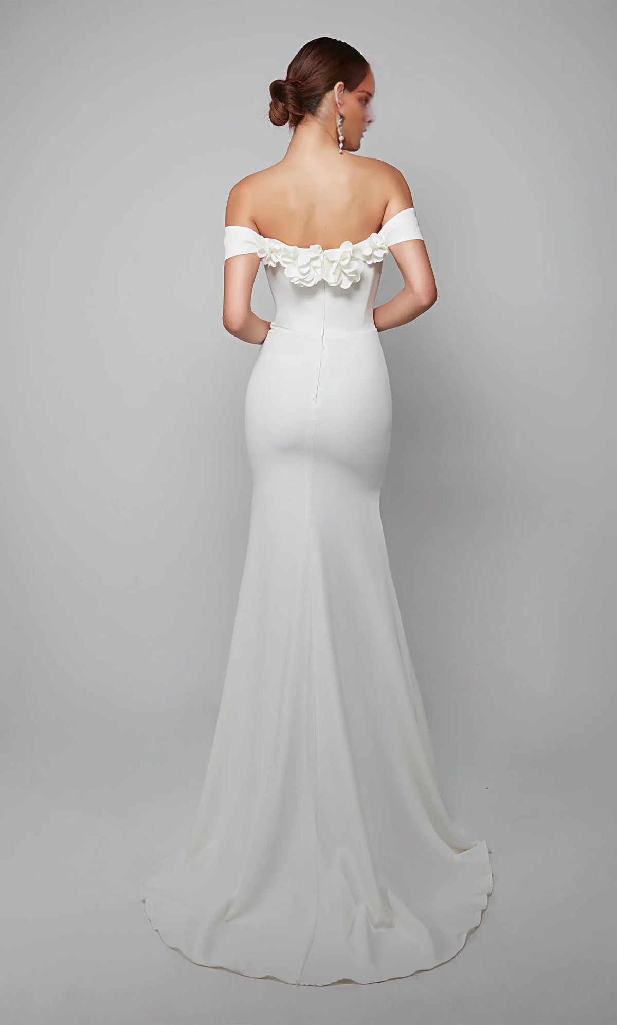 Mermaid Off-Shoulder Satin Train Wedding Dress - Yihuiw by Yihuiw