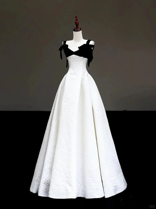 elegant classic Hepburn style long satin prom dress evening dress party dress simple gentle atmospheric and unique desi Bring summer colors to enhance whiteness by YiHuiw