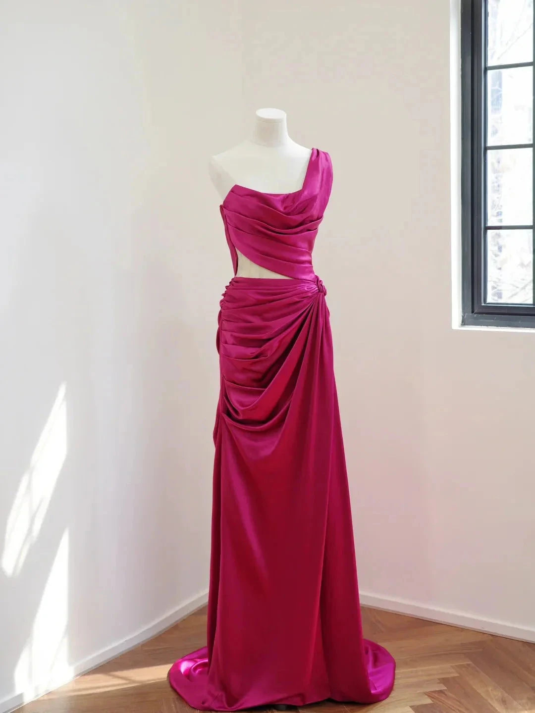 elegant long satin Prom dress evening dress simple gentle atmospheric and unique desi Bring summer colors to enhance whiteness by YiHuiw