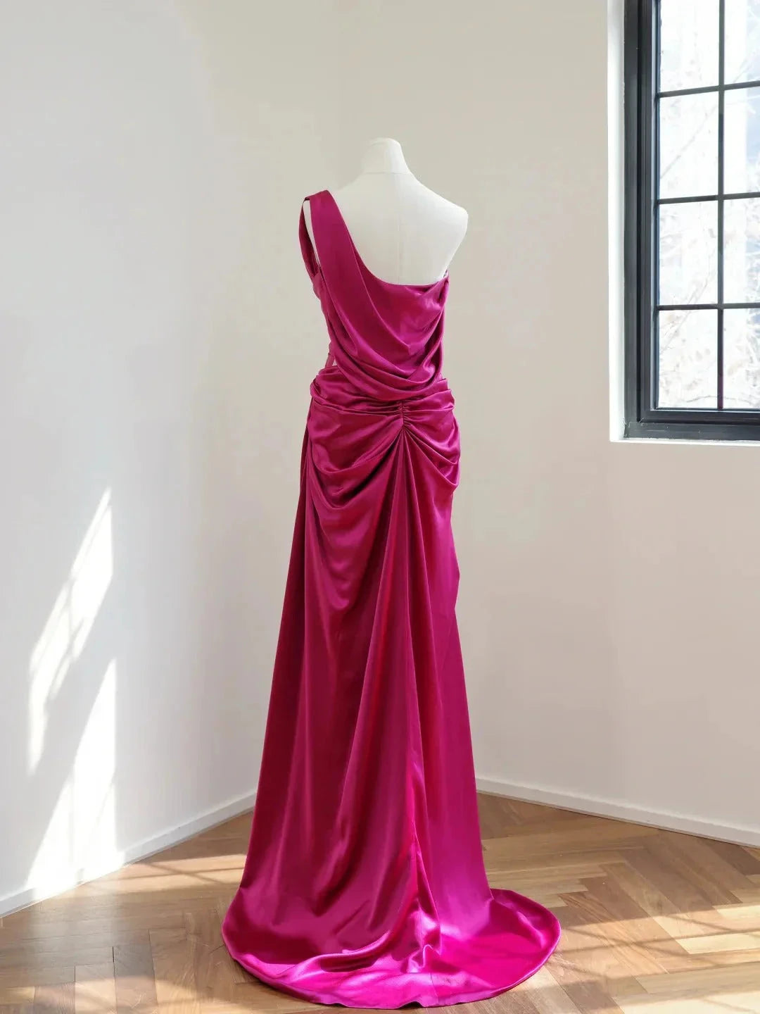 elegant long satin Prom dress evening dress simple gentle atmospheric and unique desi Bring summer colors to enhance whiteness by YiHuiw