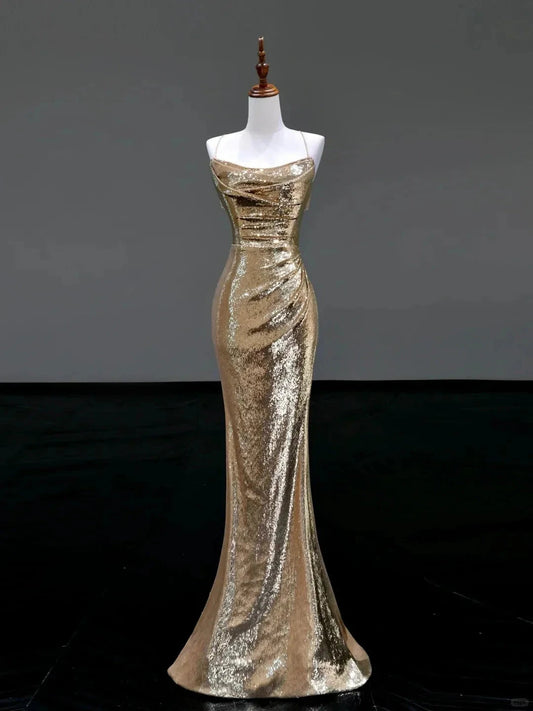 elegant sequins long mermaid tight prom dress evening dress party dress simple gentle atmospheric and unique desi Bring summer colors to enhance whiteness by YiHuiw