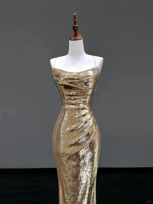 elegant sequins long mermaid tight prom dress evening dress party dress simple gentle atmospheric and unique desi Bring summer colors to enhance whiteness by YiHuiw