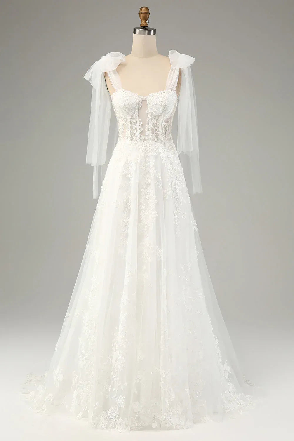 A-Line Floor-Length Wedding Dress - Yihuiw by Yihuiw