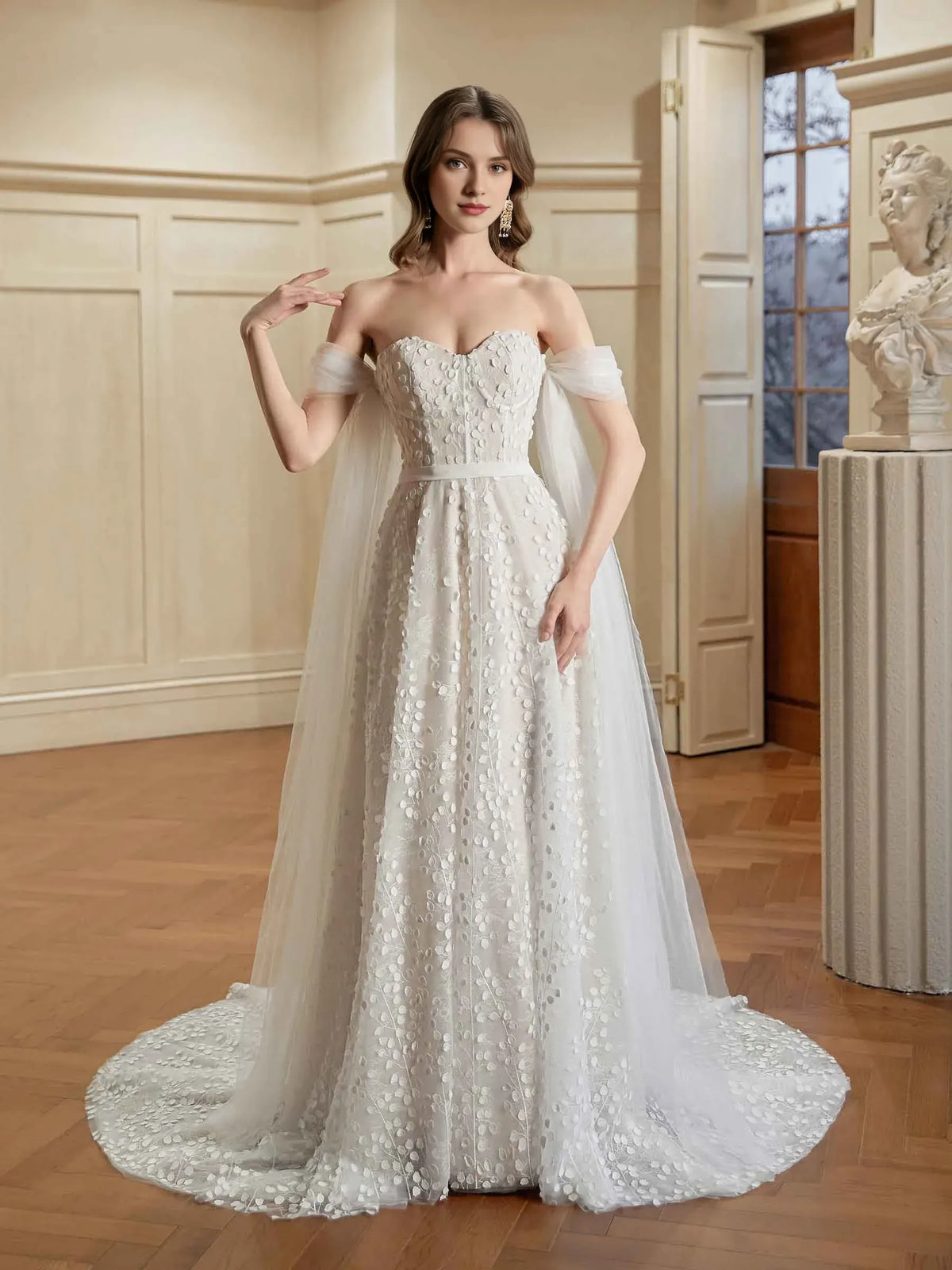 A-Line Sweetheart Floor-Length Wedding Dress - Yihuiw by Yihuiw