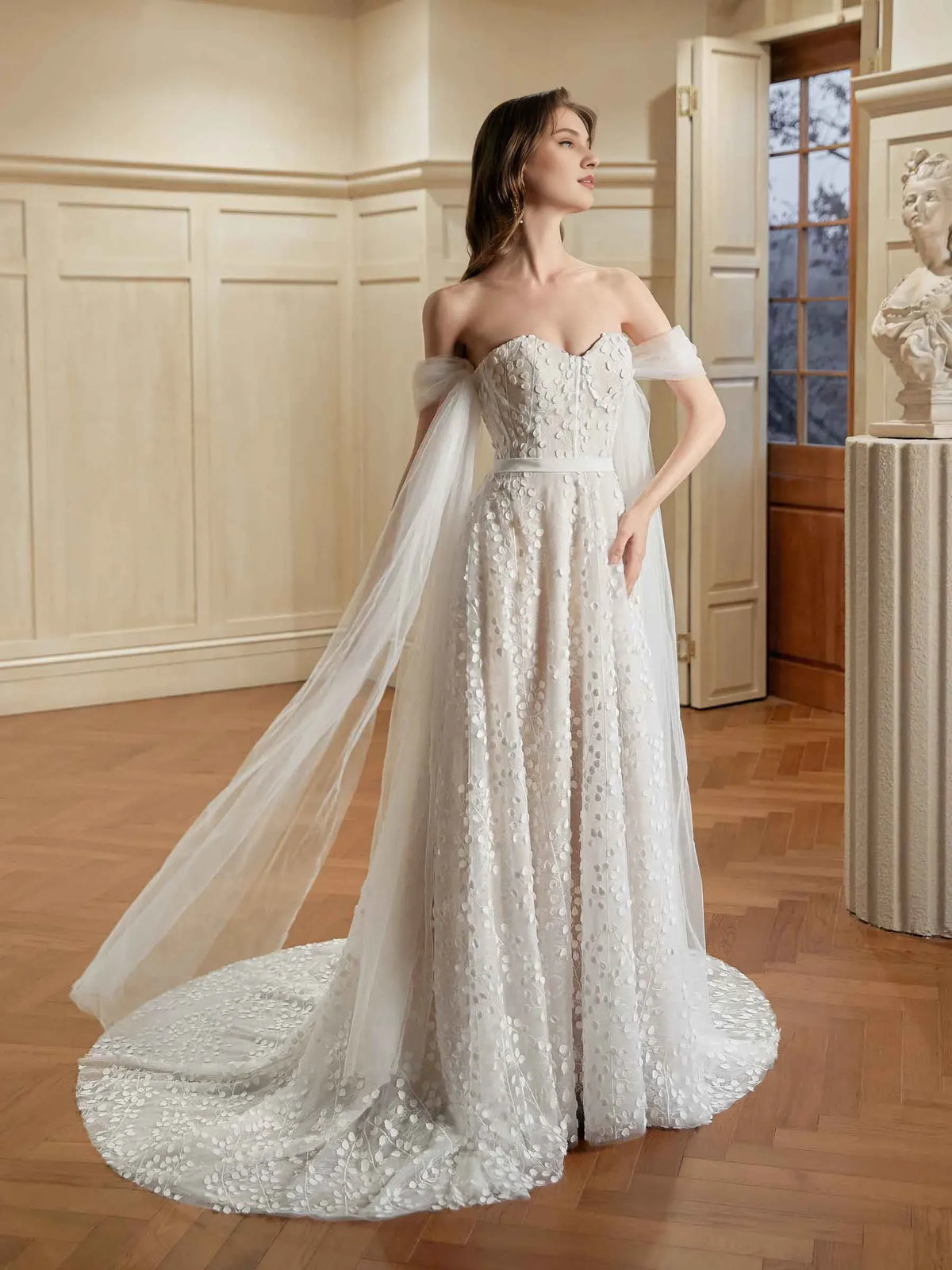 A-Line Sweetheart Floor-Length Wedding Dress - Yihuiw by Yihuiw