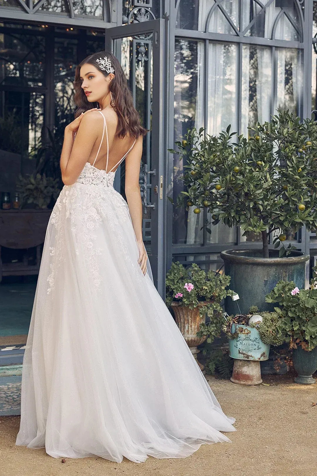 A-Line V-Neck Floor-Length Wedding Dress - Yihuiw by Yihuiw