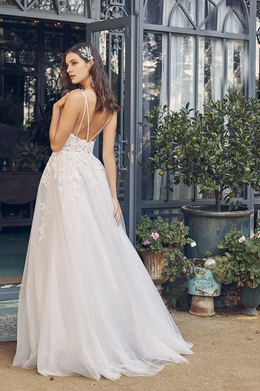 A-Line V-Neck Floor-Length Wedding Dress - Yihuiw by Yihuiw