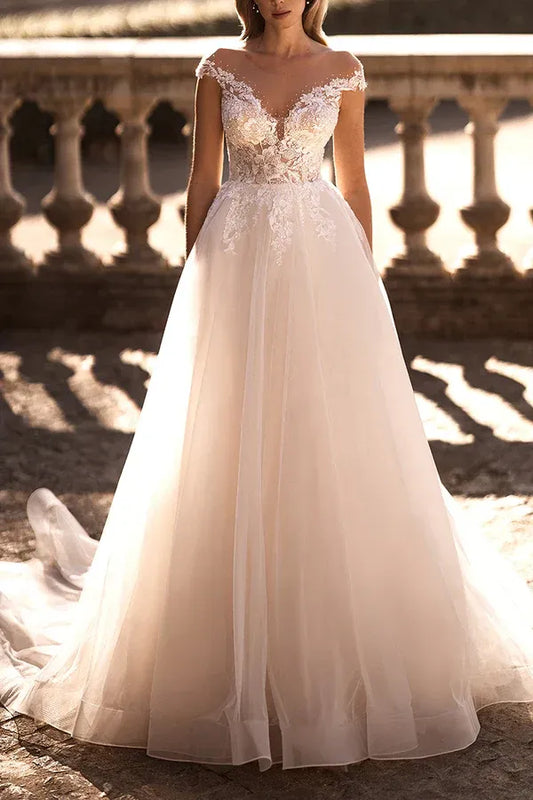 A-Line Sweetheart Floor-Length Wedding Dress - Yihuiw by Yihuiw