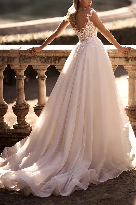 A-Line Sweetheart Floor-Length Wedding Dress - Yihuiw by Yihuiw