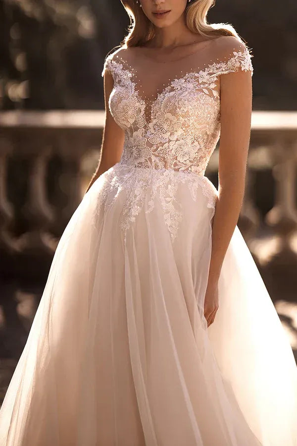 A-Line Sweetheart Floor-Length Wedding Dress - Yihuiw by Yihuiw
