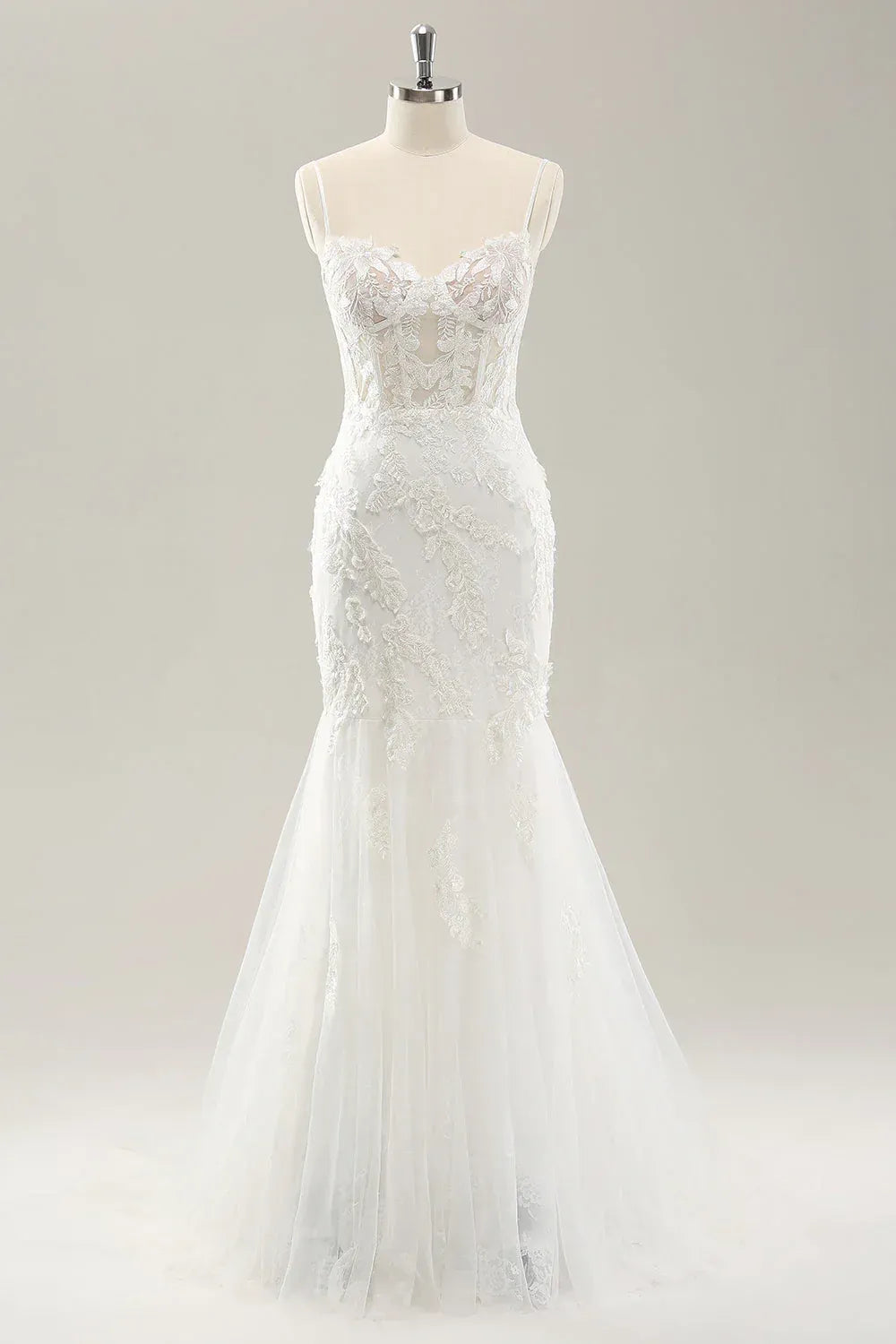 Mermaid Spaghetti Strap Floor-Length Wedding Dress - Yihuiw by Yihuiw