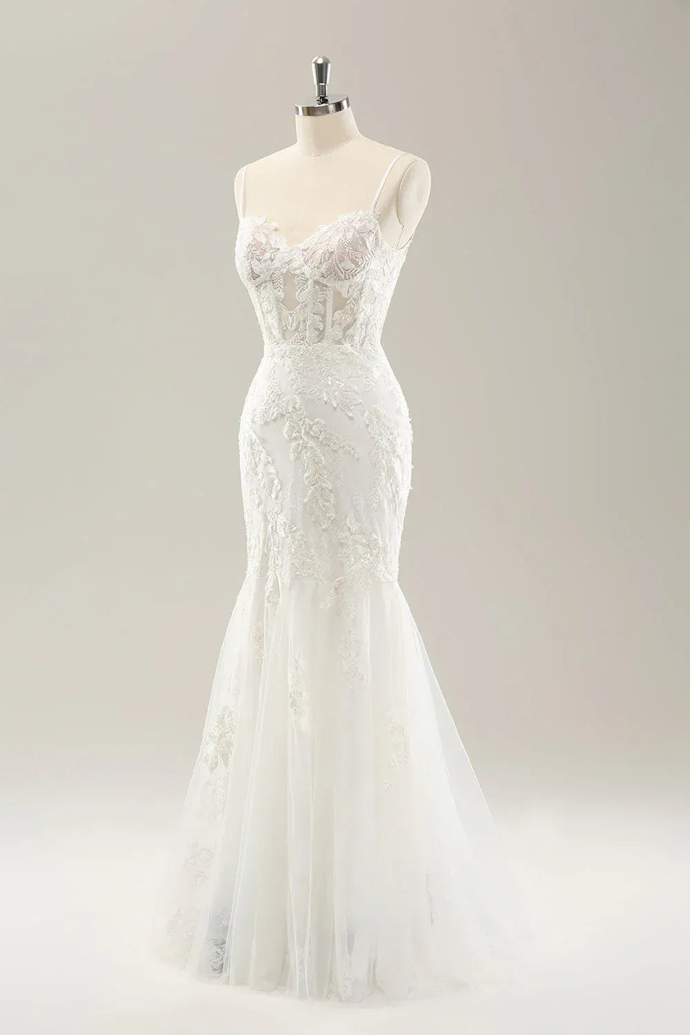 Mermaid Spaghetti Strap Floor-Length Wedding Dress - Yihuiw by Yihuiw