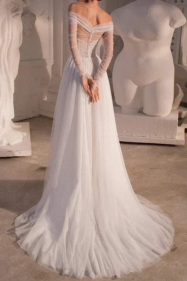 A-Line Floor-Length Wedding Dress - Yihuiw by Yihuiw
