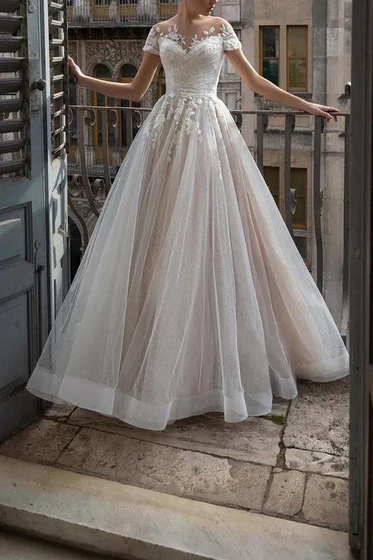 A-Line Floor-Length Wedding Dress - Yihuiw by Yihuiw