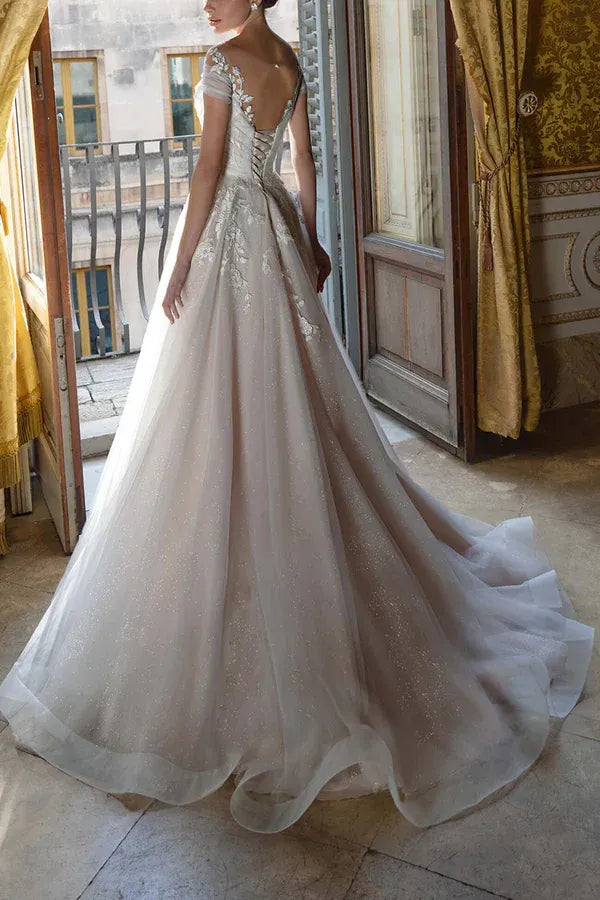 A-Line Floor-Length Wedding Dress - Yihuiw by Yihuiw
