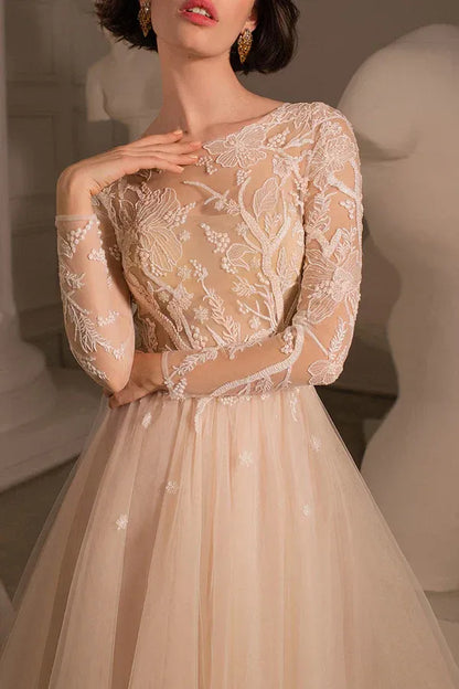 A-Line Floor-Length Wedding Dress - Yihuiw by Yihuiw
