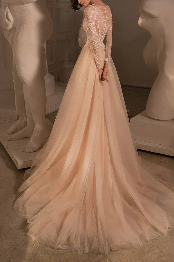 A-Line Floor-Length Wedding Dress - Yihuiw by Yihuiw