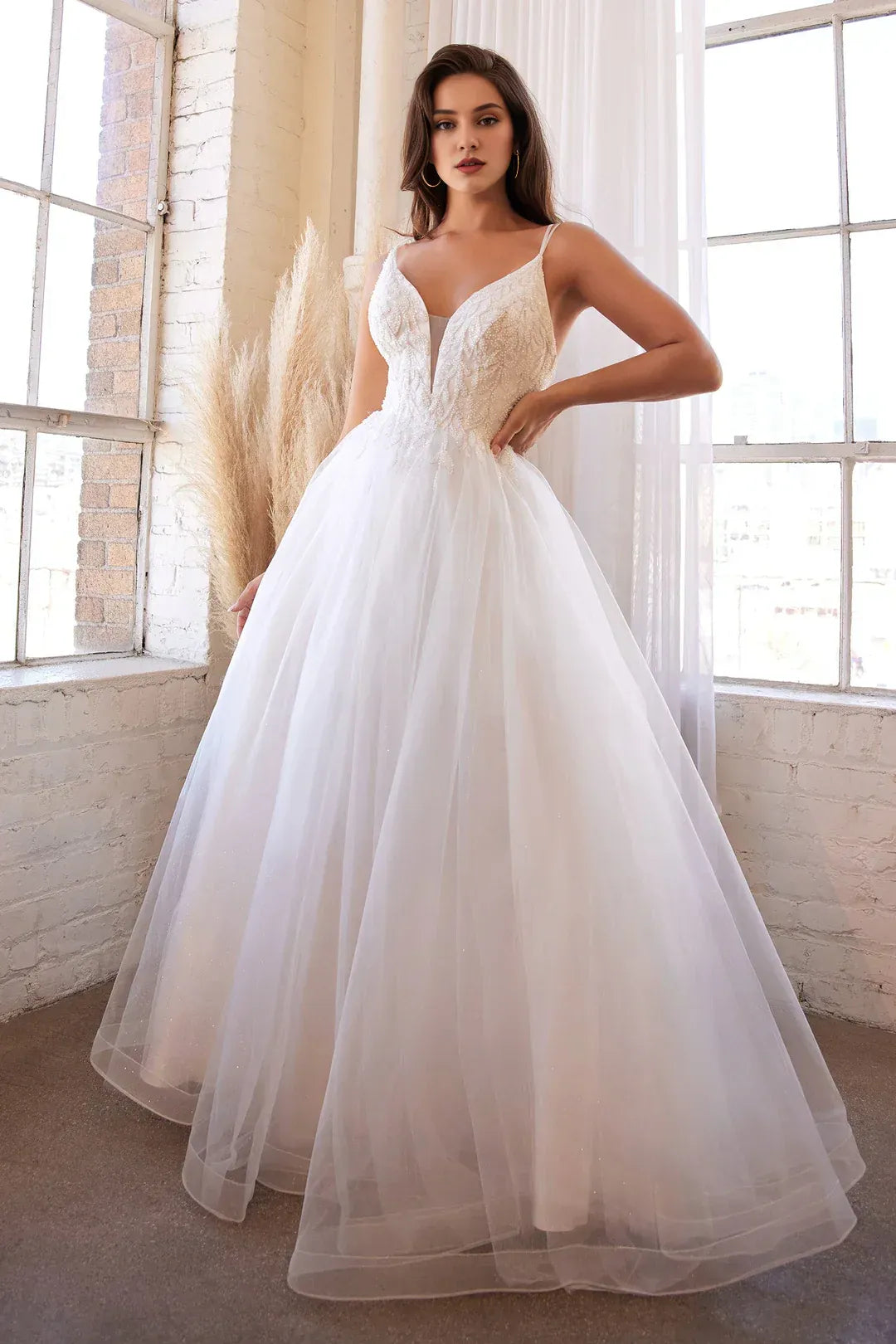 A-Line Spaghetti Strap Floor-Length Wedding Dress - Yihuiw by Yihuiw
