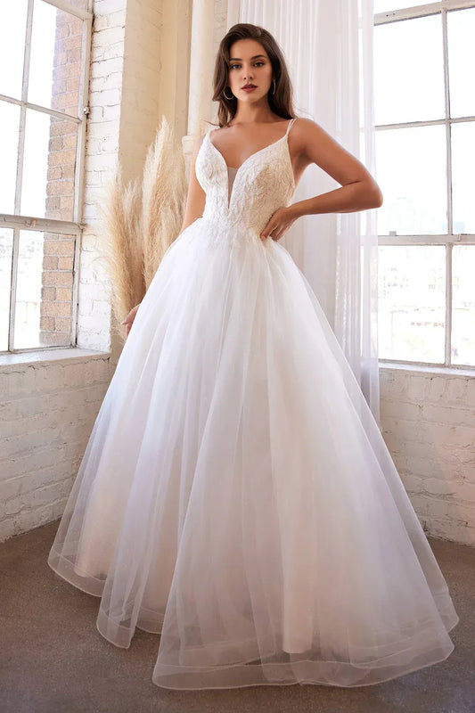 A-Line Spaghetti Strap Floor-Length Wedding Dress - Yihuiw by Yihuiw