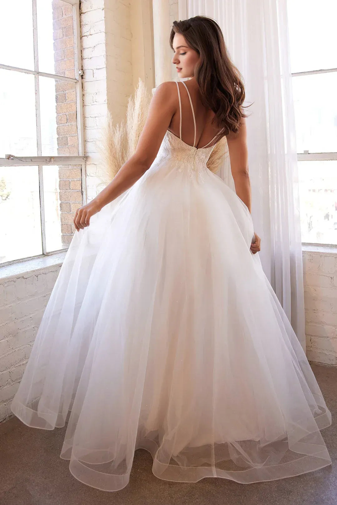 A-Line Spaghetti Strap Floor-Length Wedding Dress - Yihuiw by Yihuiw