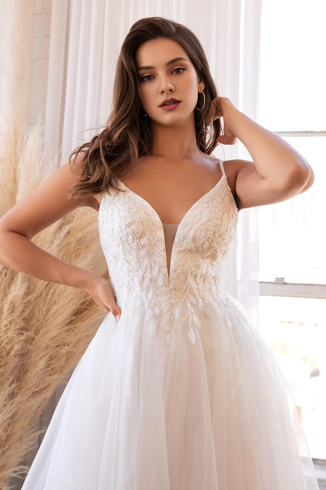 A-Line Spaghetti Strap Floor-Length Wedding Dress - Yihuiw by Yihuiw