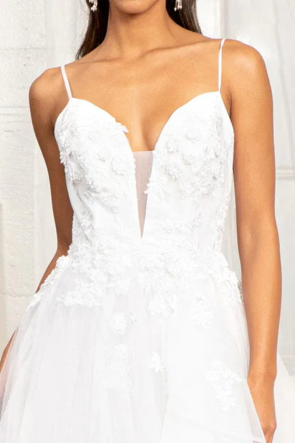 A-Line Spaghetti Strap Floor-Length Wedding Dress - Yihuiw by Yihuiw