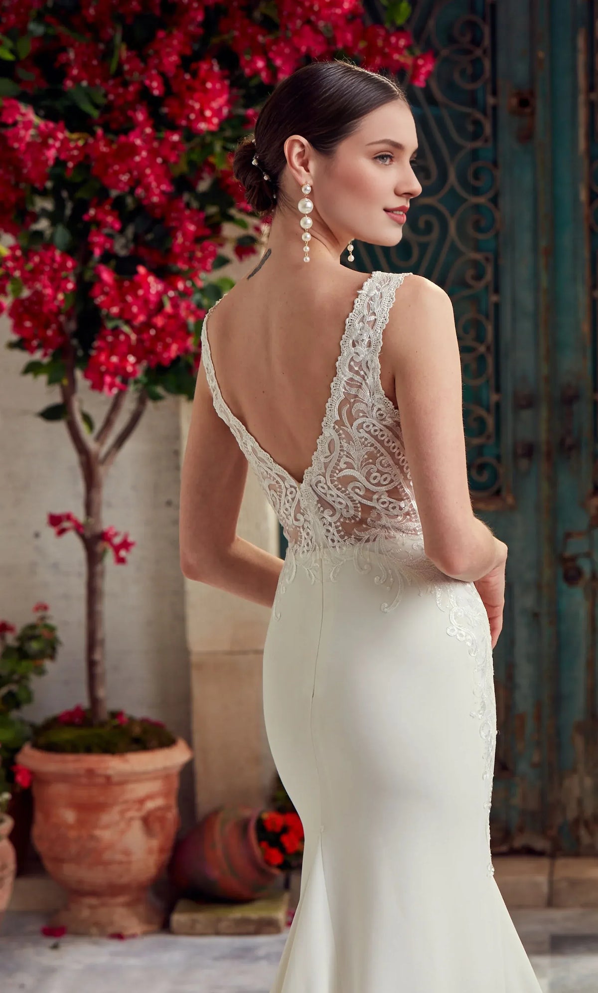 Mermaid V-Neck Lace Open Back Train Wedding Dress - Yihuiw by Yihuiw