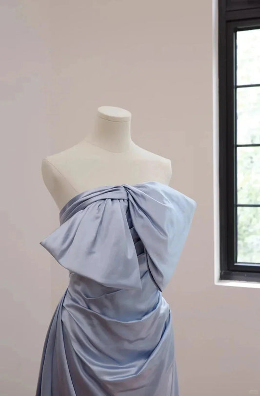 fashion long satin Prom dress evening dress simple gentle atmospheric and unique desi Bring summer colors to enhance whiteness by YiHuiw