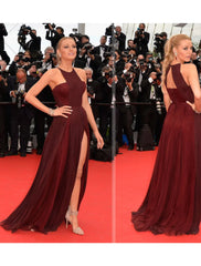 Blake Lively Burgundy Celebrity Prom Dress Cannes Film Festival