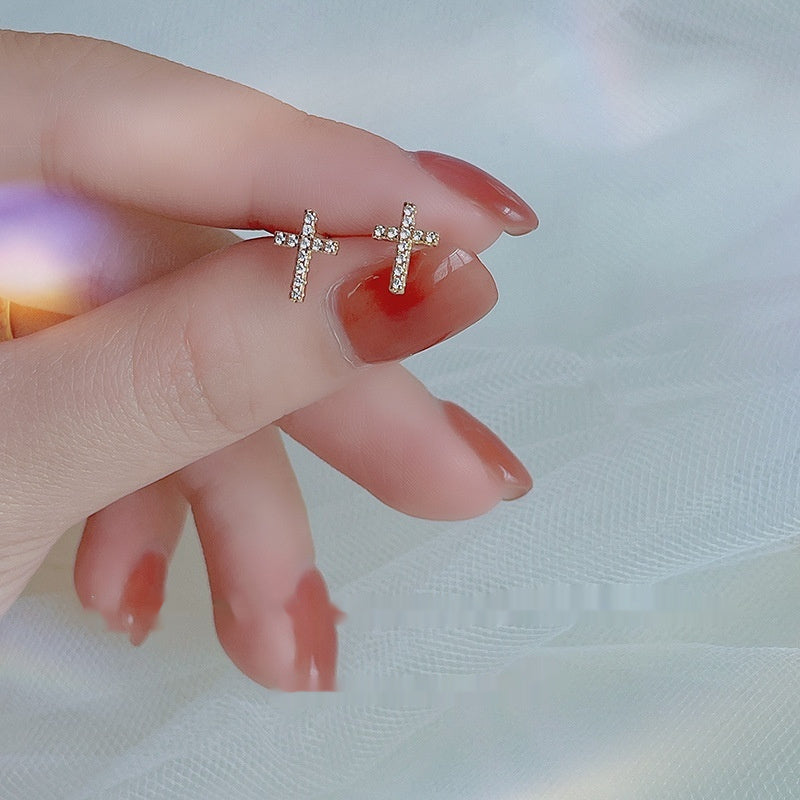 2025 New Fashion Stainless Steel Cross Earrings Product Temperament All Match Birthday Anniversary Earrings Small Gift