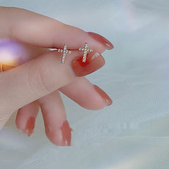 2025 New Fashion Stainless Steel Cross Earrings Product Temperament All Match Birthday Anniversary Earrings Small Gift