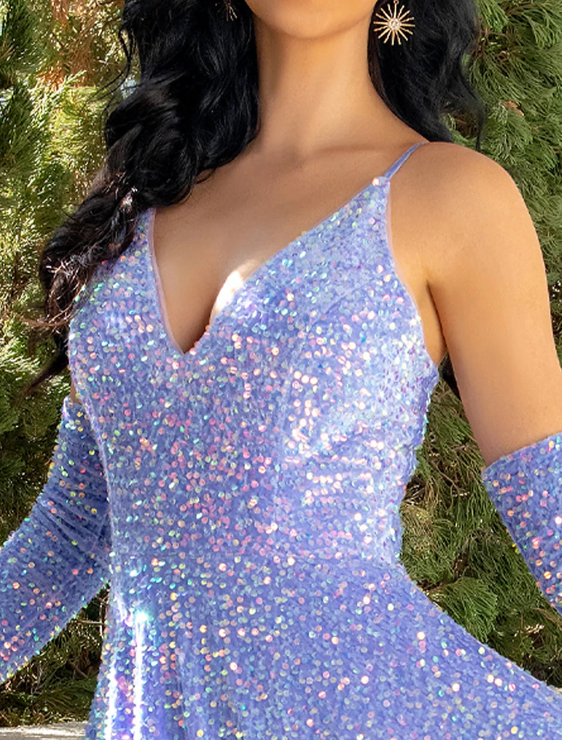 A-Line Prom Dresses Party Dress Formal Party Wear Floor Length Sleeveless V Neck Sequined with Pleats Sequin by YiHuiw
