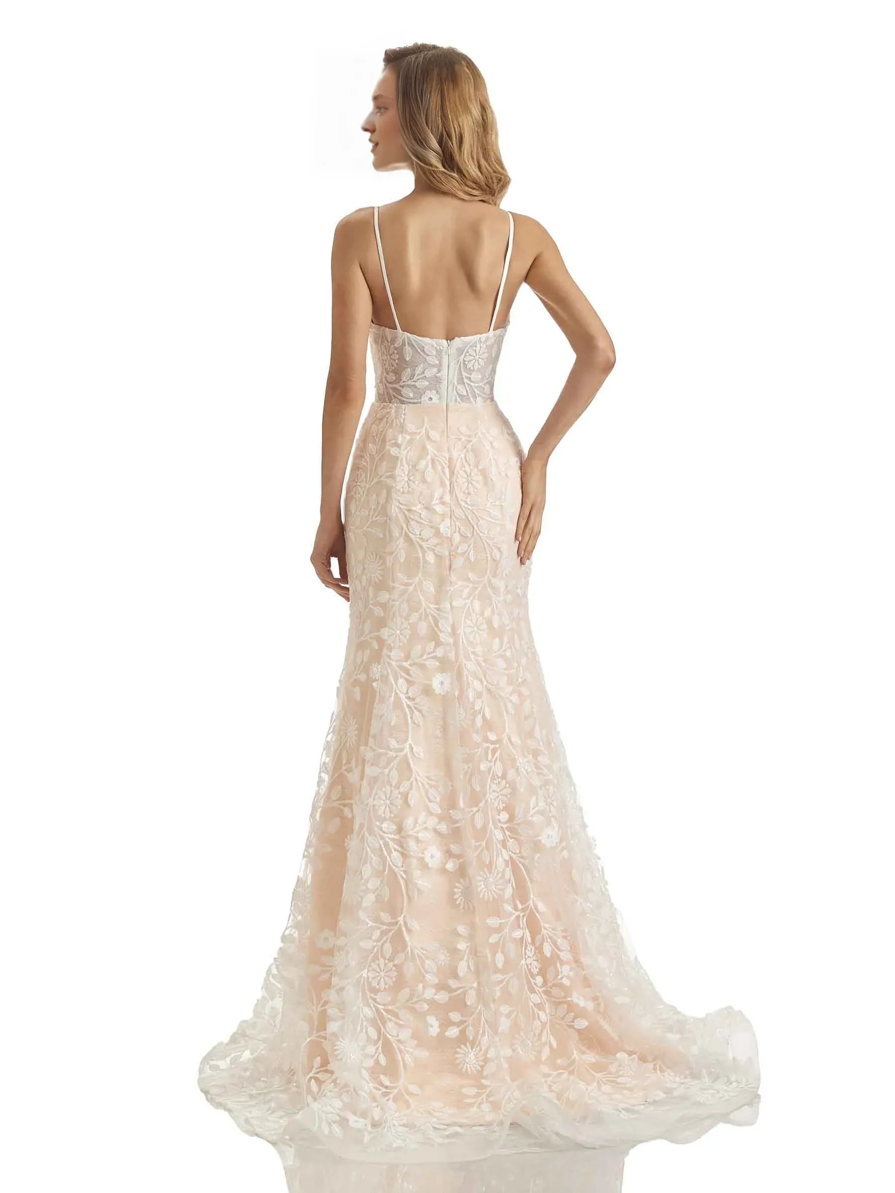 Mermaid V-Neck Floor-Length Wedding Dress - Yihuiw by Yihuiw