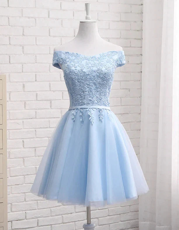 Lovely Off Shoulder Short Party Dress, Cute Homecoming Dress by YiHuiw