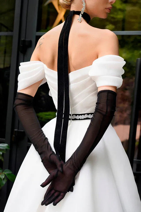 A-Line Off-Shoulder Floor-Length Wedding Dress - Yihuiw by Yihuiw