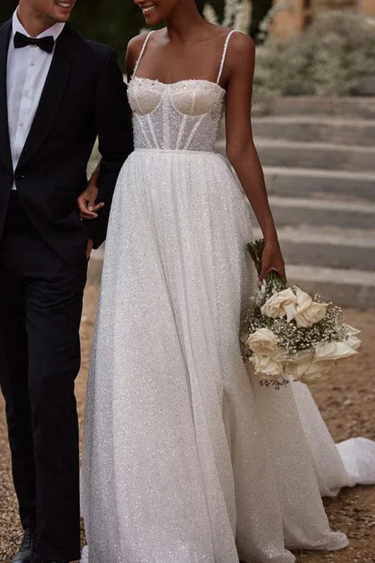 A-Line Sweetheart Floor-Length Wedding Dress - Yihuiw by Yihuiw