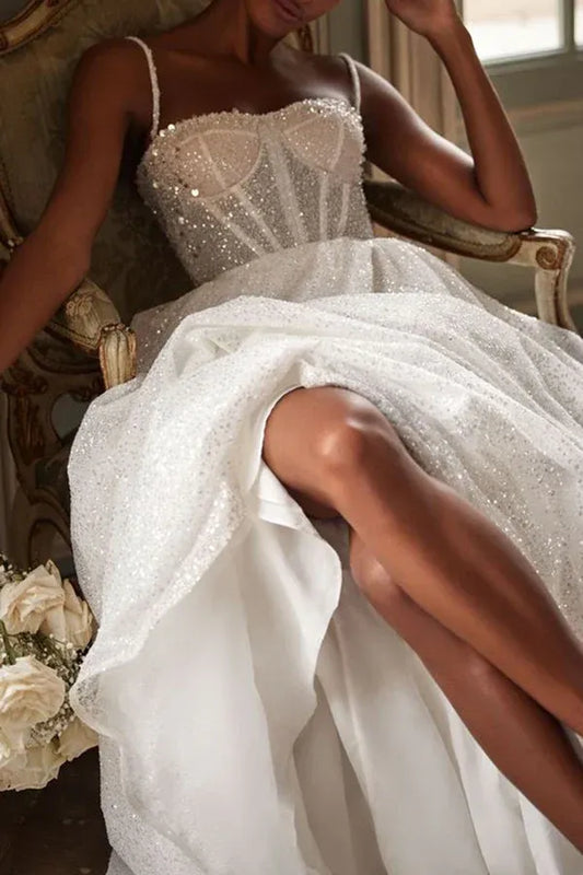 A-Line Sweetheart Floor-Length Wedding Dress - Yihuiw by Yihuiw